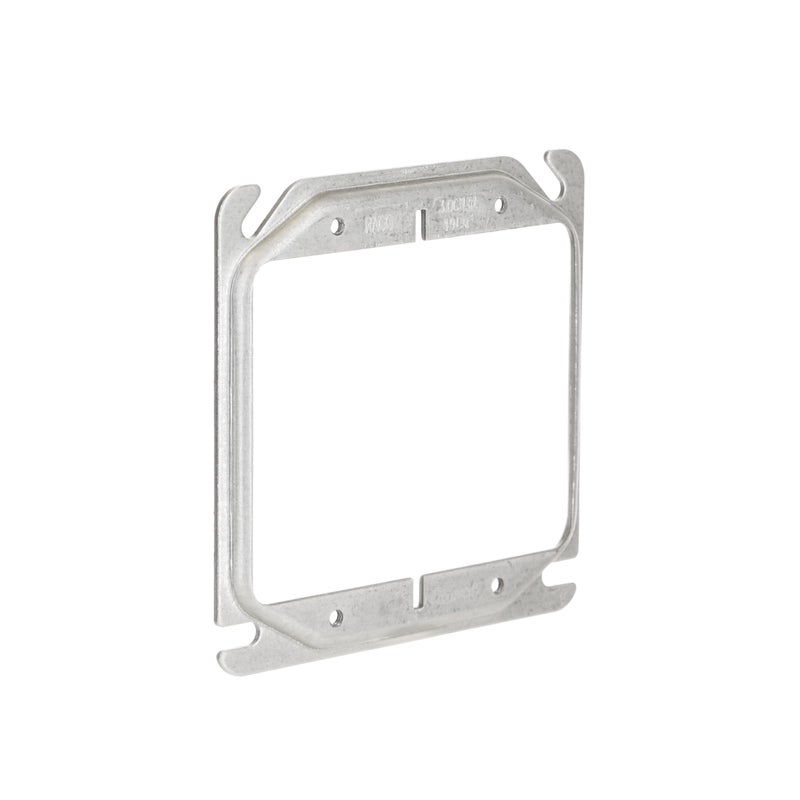 Hubbell-Raco 777 Raised 1/4-Inch, 4-Inch Square Mud-Ring for 2 Devices Gray